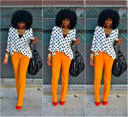 How To Rock Polka Dot Blouse With Folake Huntoon