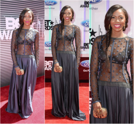 Tiwa Savage Sheer Maxi Dress To 2014 BET Awards