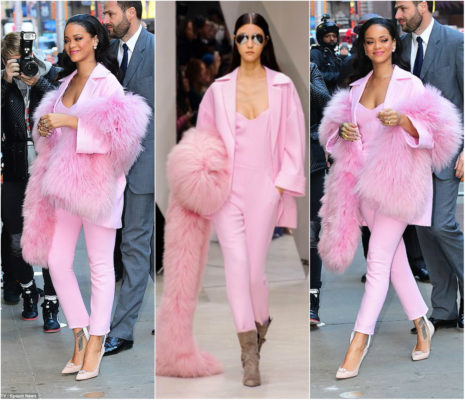 Lady In Pink Rihanna Dazzles In All Pink Ensemble For TV Appearance In New York