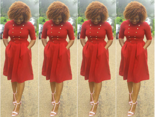 Ghanaian Actress Gloria Sarfo In A Wine Dress