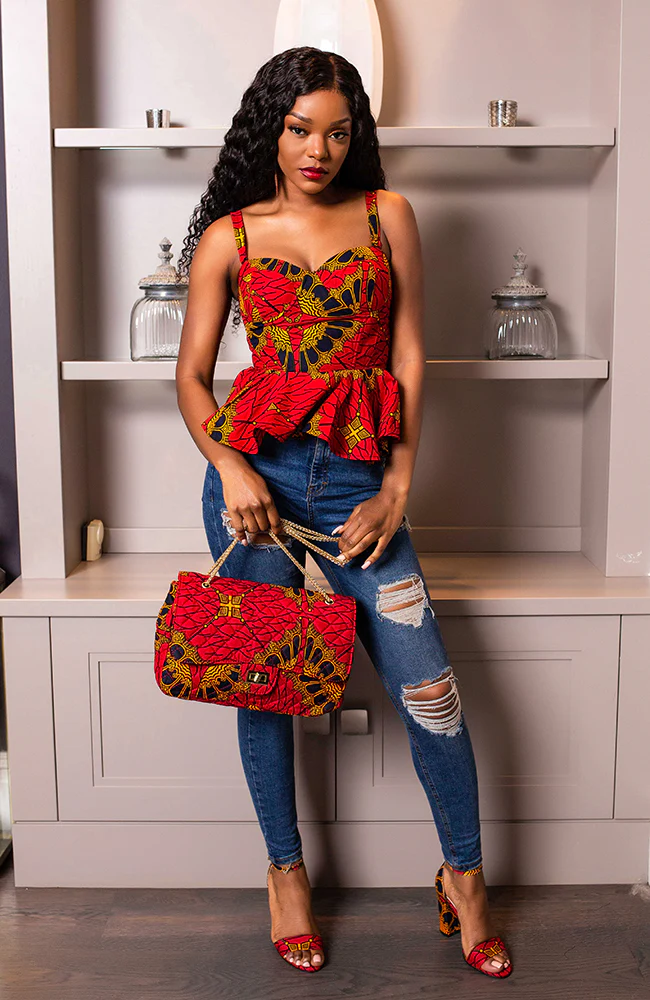 Make A Fashion Statement With These Matching African Print High Heels With Purses