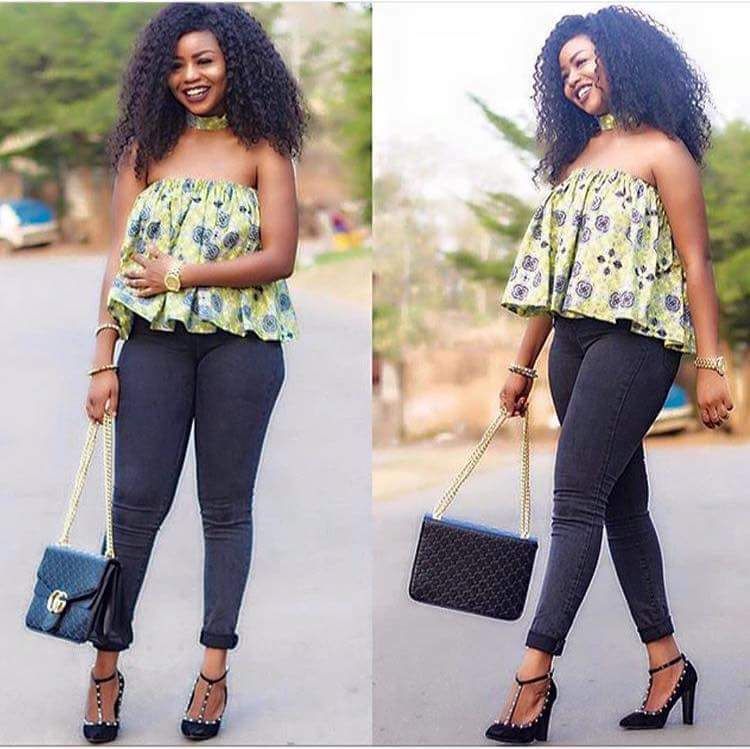 14 Trendy Ankara Tops And Jeans For Curvy Ladies