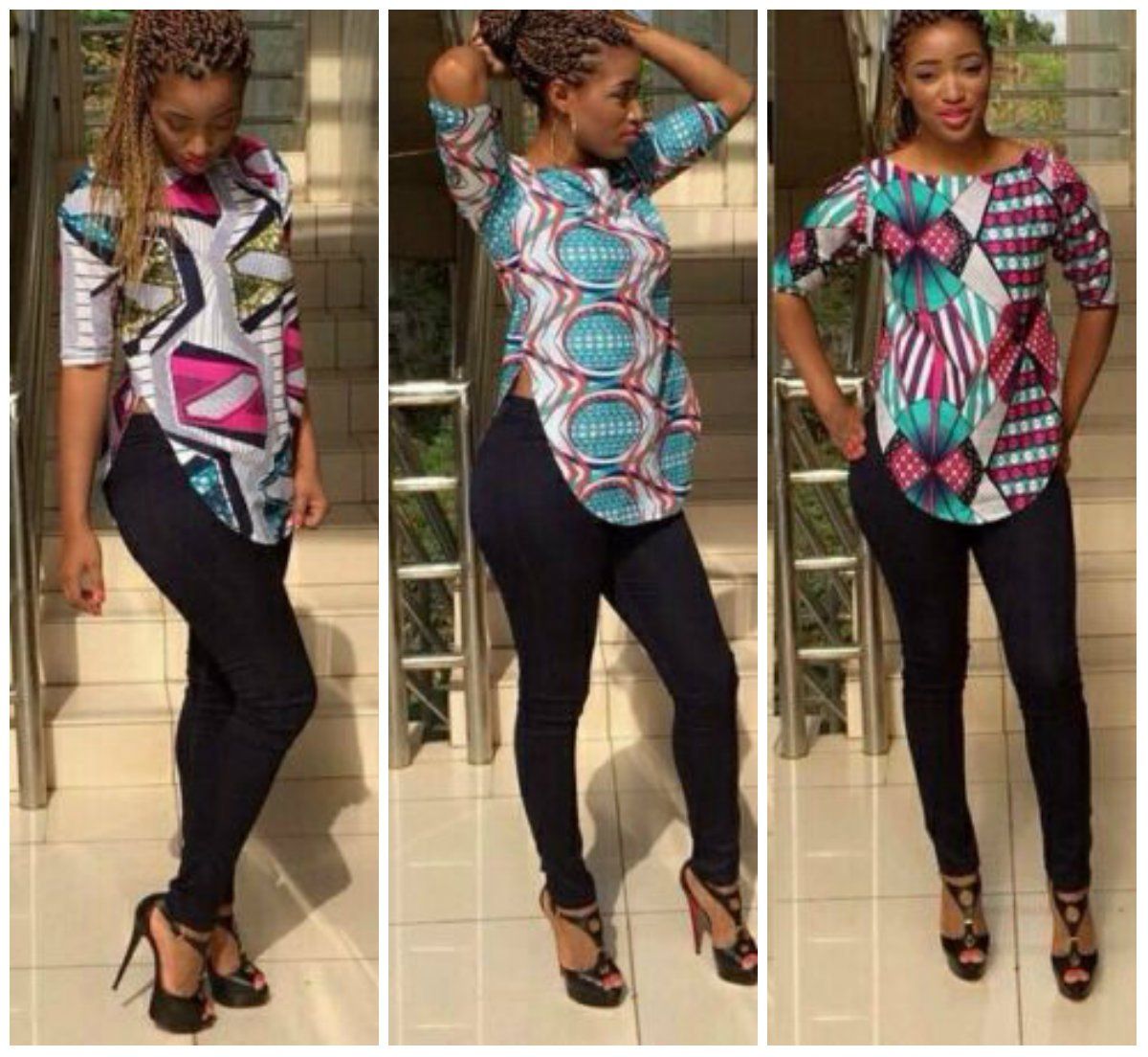 Trendy Ankara Tops And Jeans For Curvy Ladies