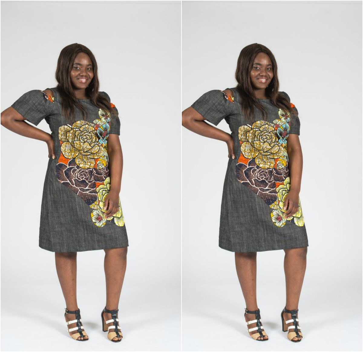 African Print On Denim Dresses