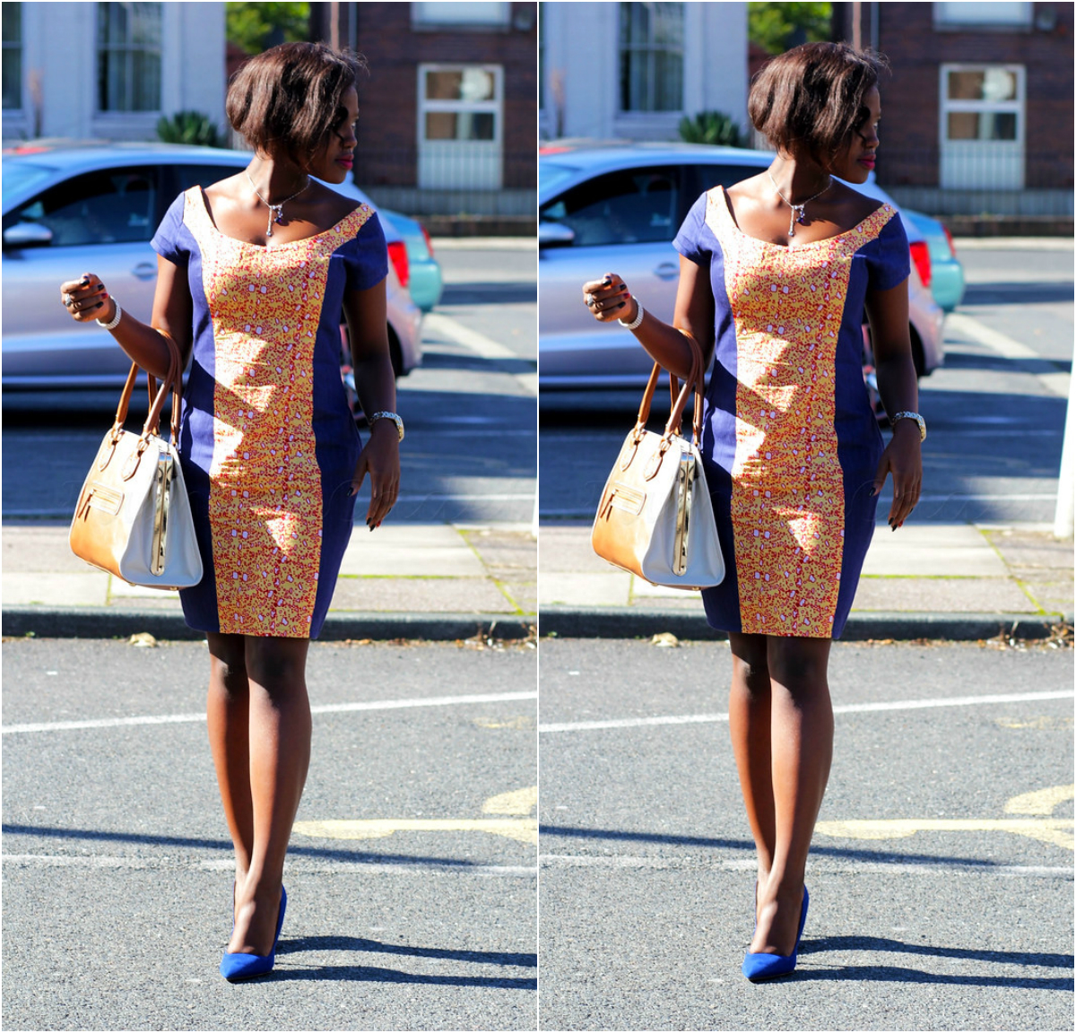 African Print On Denim Dresses