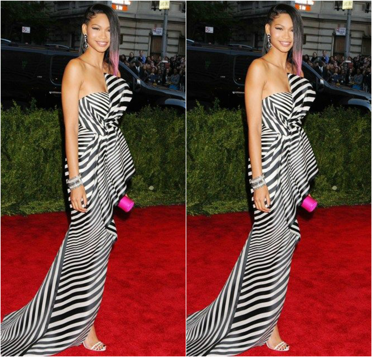 Chanel Iman Fabulous In A Striped Print Dre