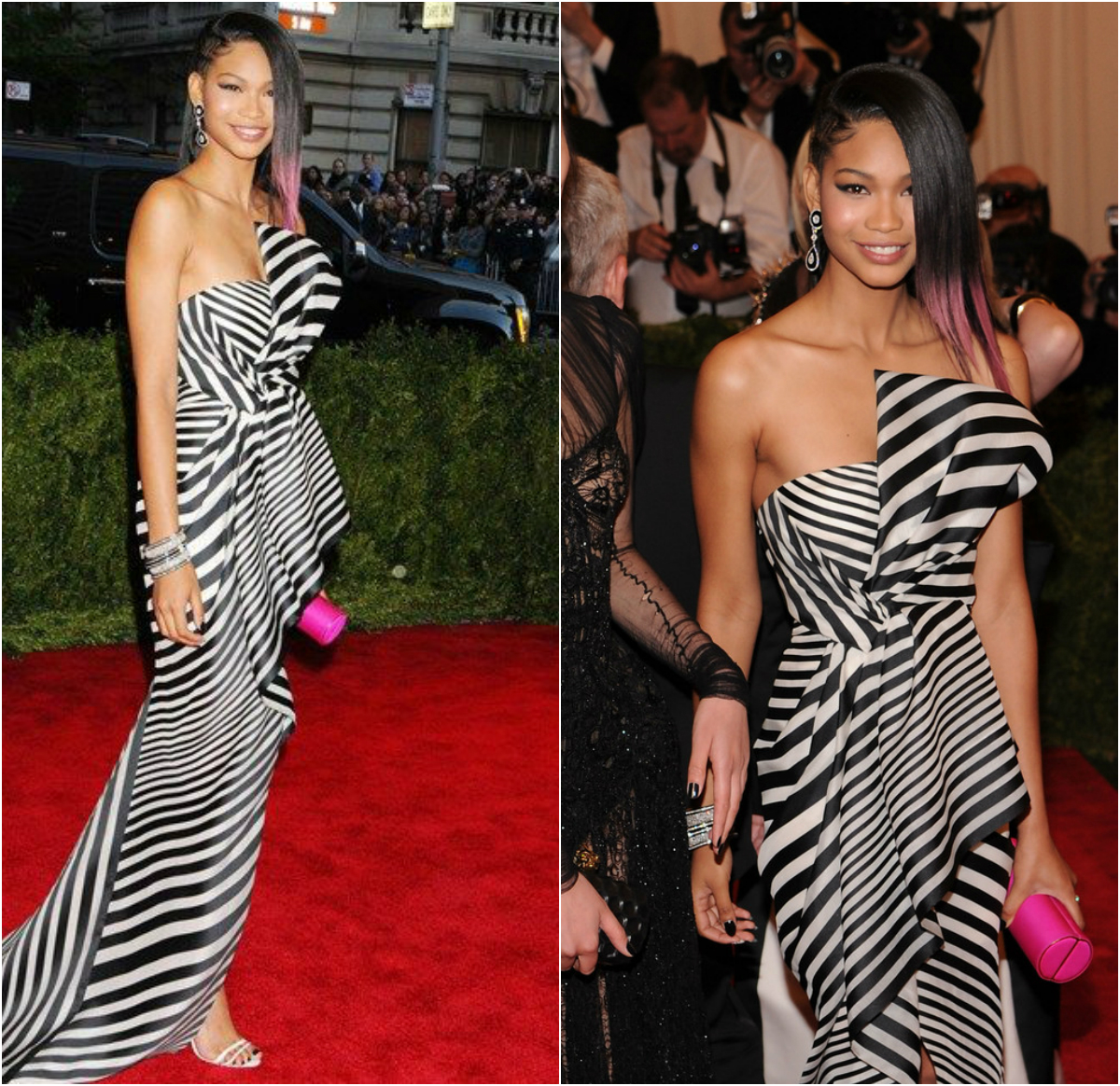 Chanel Iman Fabulous In A Striped Print Dre