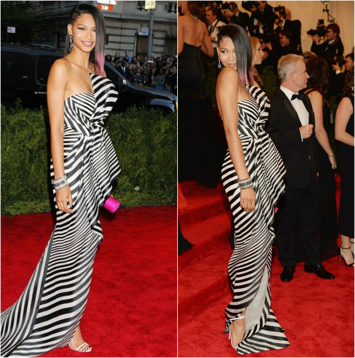 Chanel Iman Fabulous In A Striped Print Dre