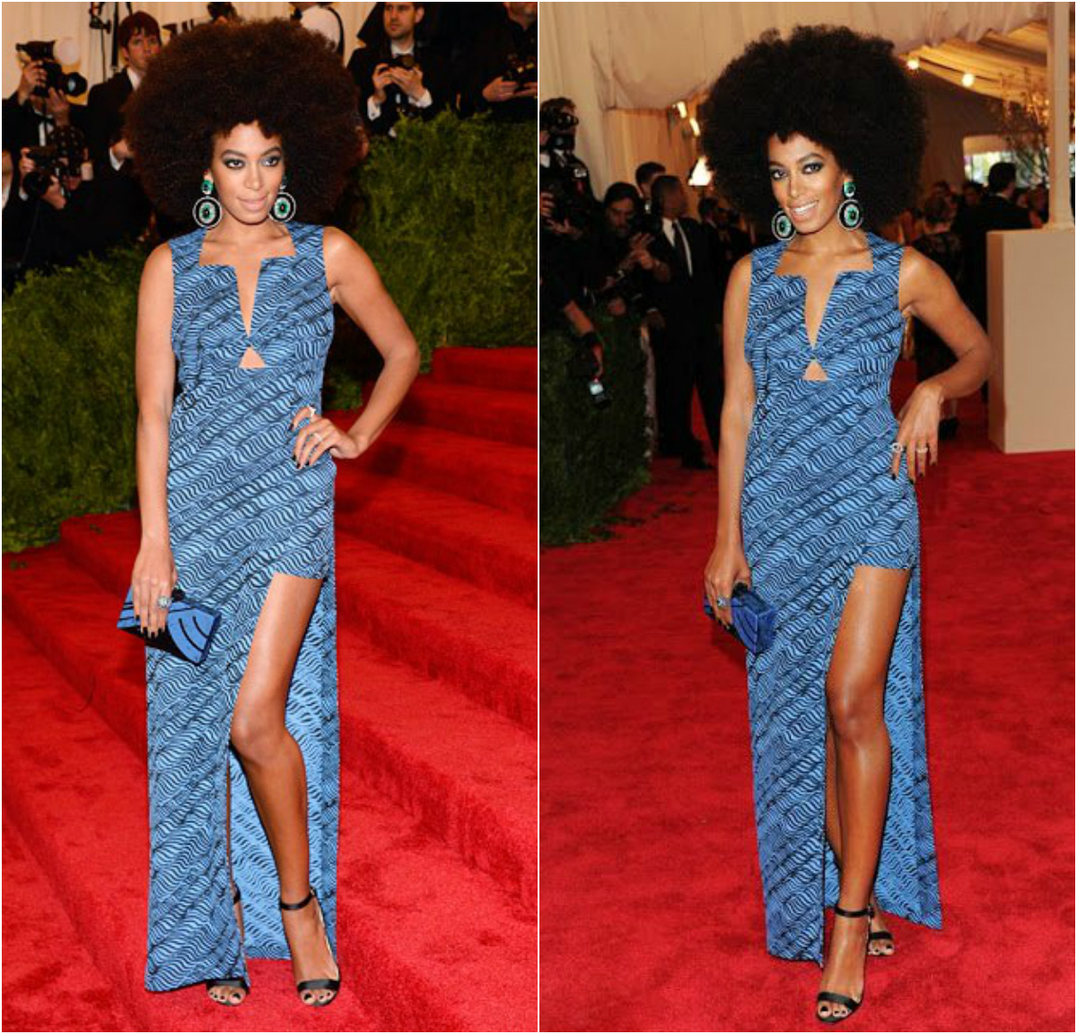 Solange Knowles In A Blue Kenzo Maxi Dress