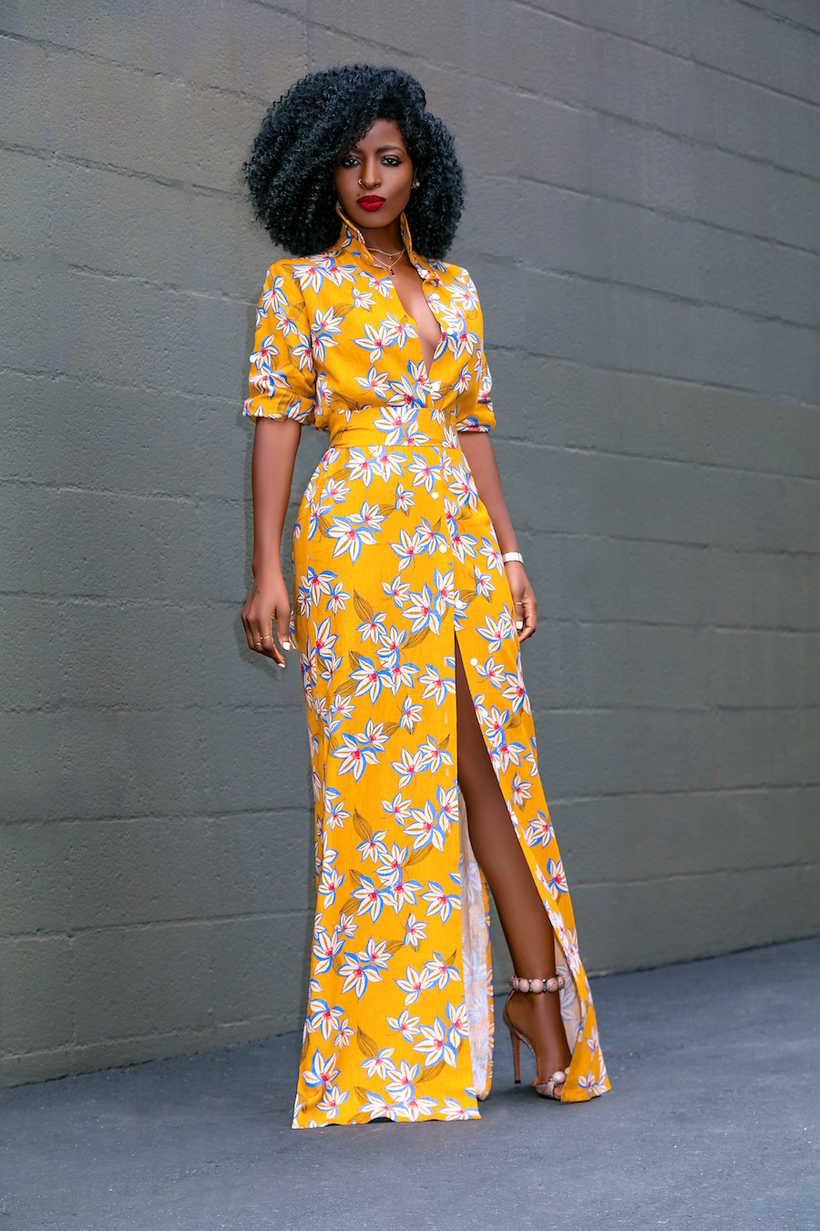 Yellow Floral Printed Maxi Dress From Style Pantry