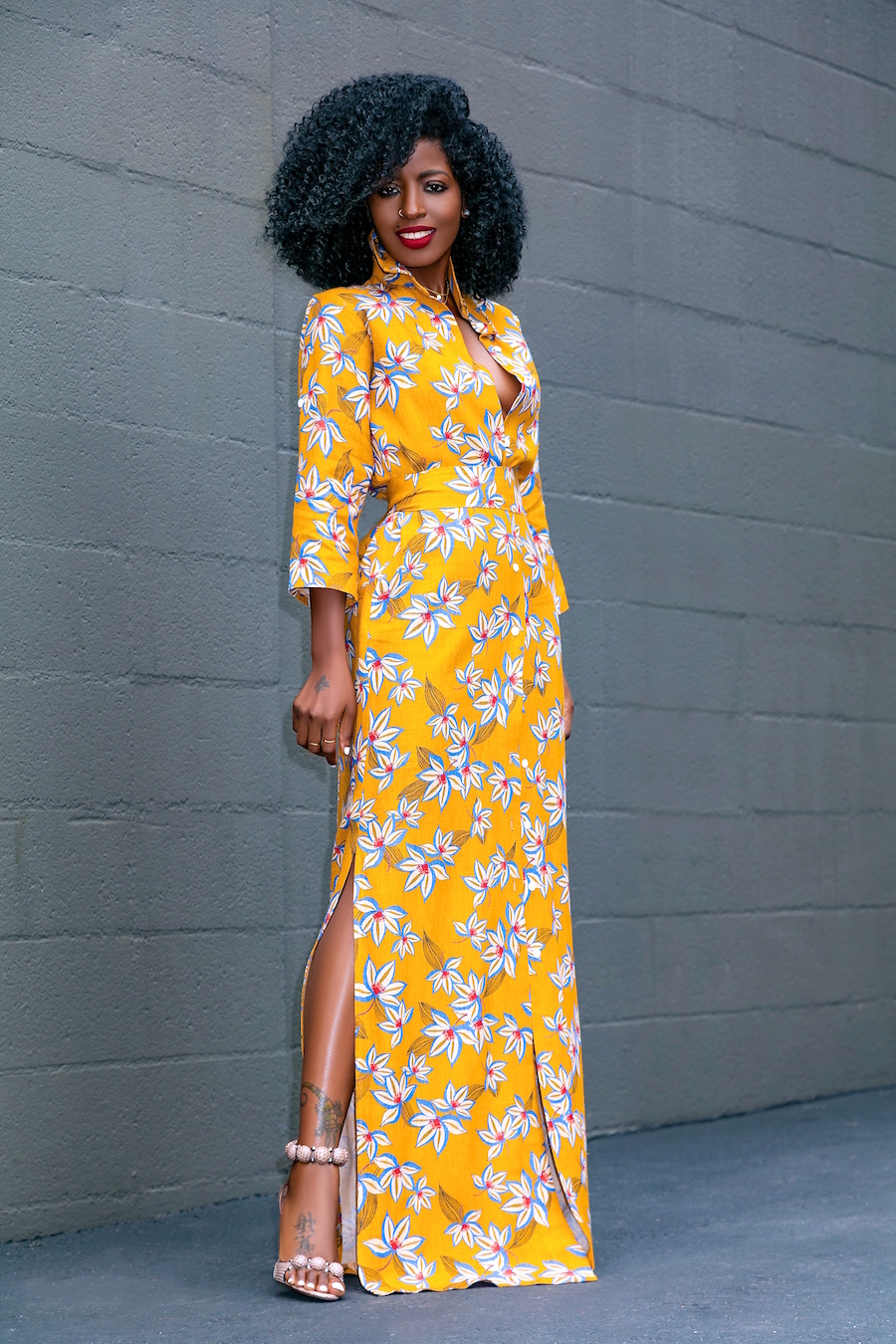 Yellow Floral Printed Maxi Dress From Style Pantry