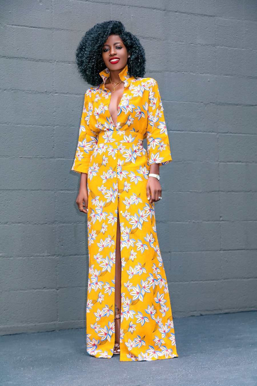 Yellow Floral Printed Maxi Dress From Style Pantry