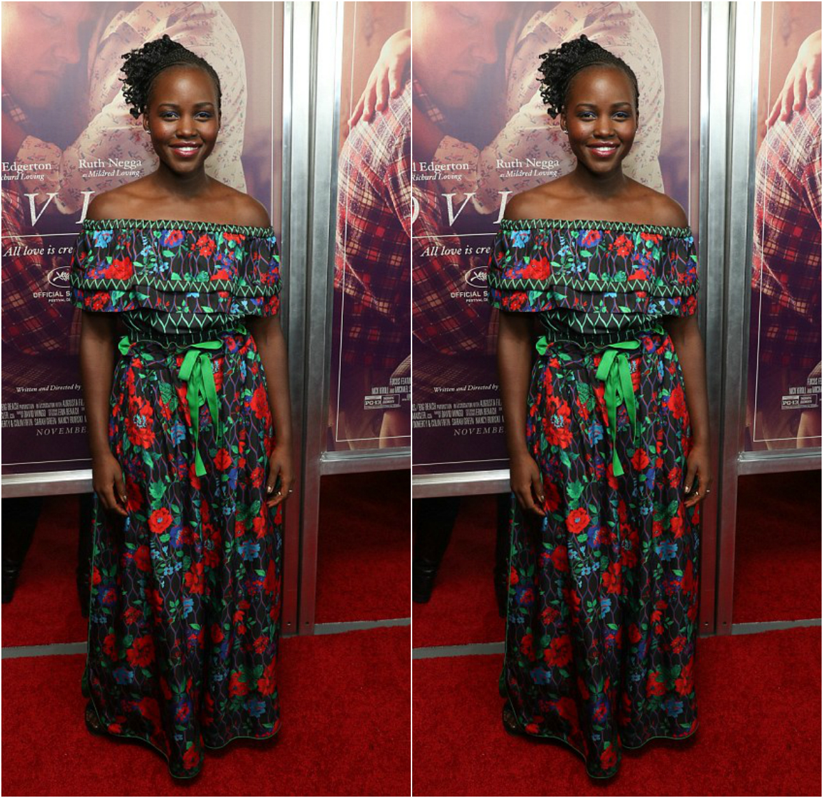 Lupita Nyong'o In A Lovely Off The Shoulder Floral Dress