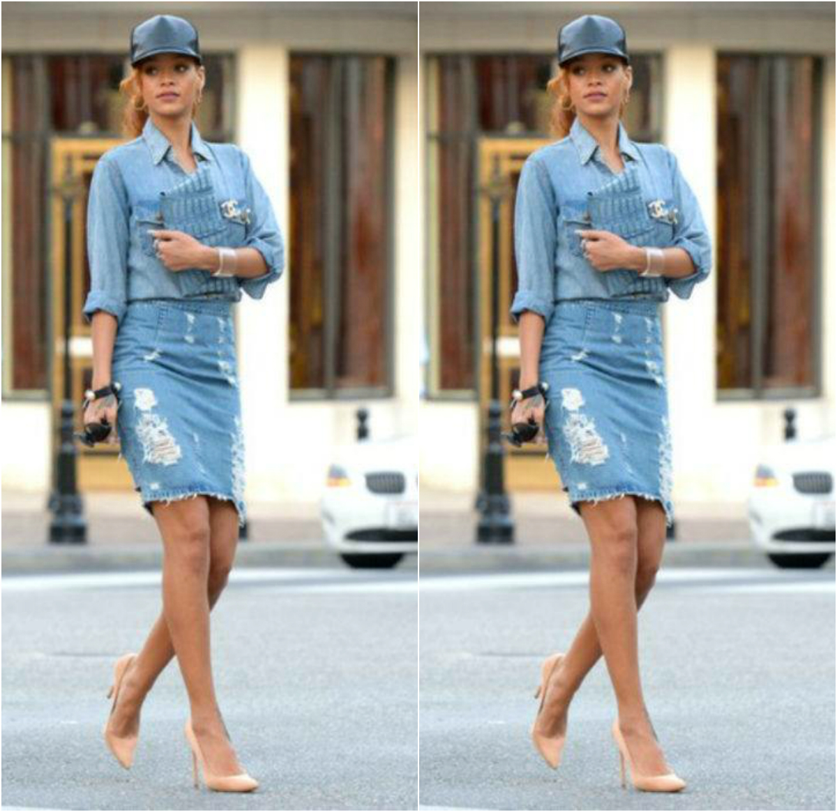 Rihanna Look Smart In Complete Denim Outfit