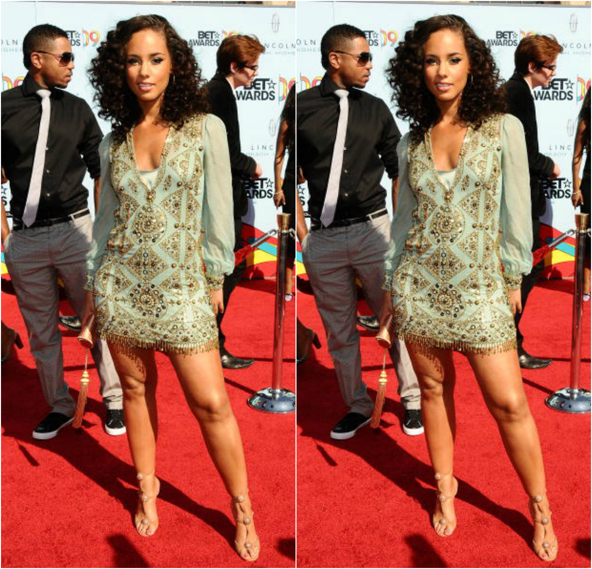 Alicia Keys Glittery Mini Dress To BET Awards