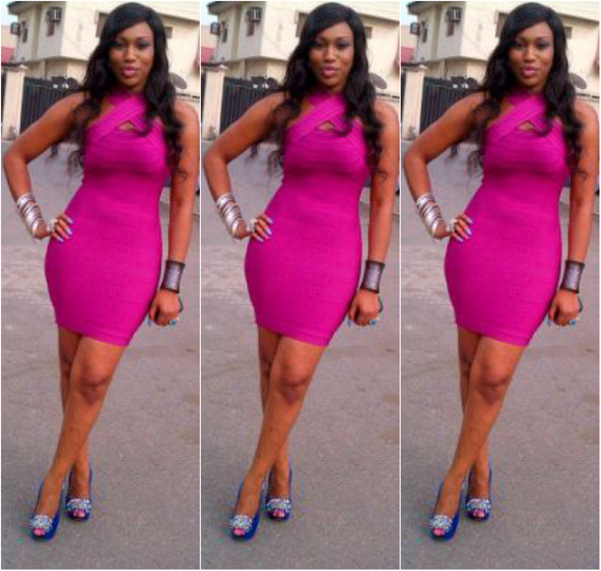 Ebube Nwagbo In A Pink Herve Leger Dress