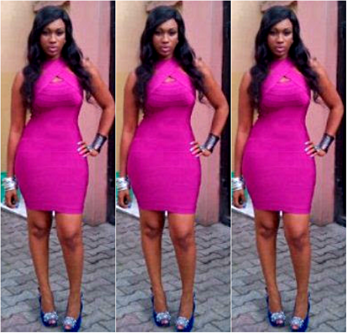 Ebube Nwagbo In A Pink Herve Leger Dress