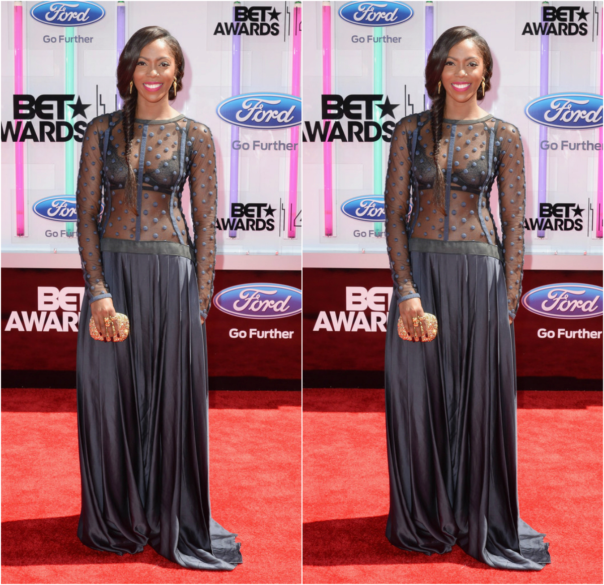 Tiwa Savage Sheer Maxi Dress To 2014 BET Awards