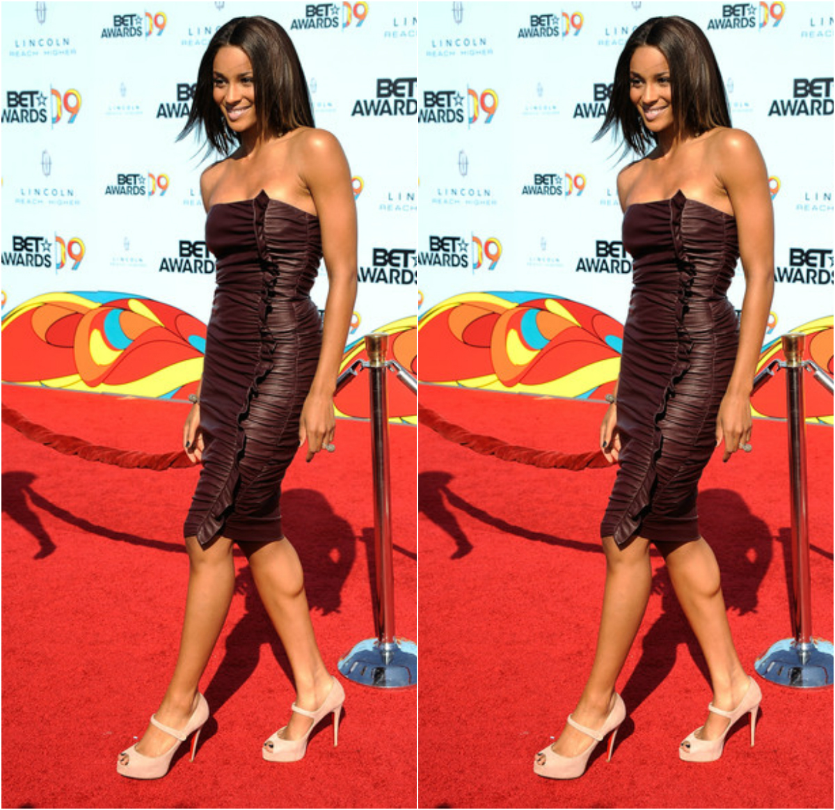 Check Out Ciara Brown Leather Dress To BET Awards