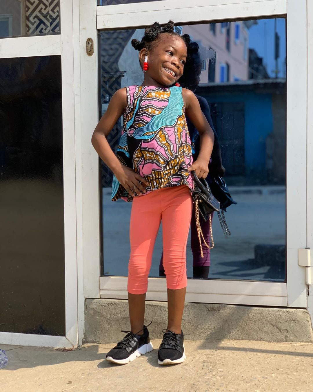 Cute Ankara Top And Plain Tight Style For Kids