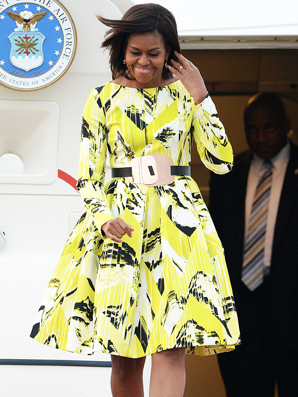 Michelle Obama Arrives Japan In A Classy and Stylish Kenzo Floral Print Dress