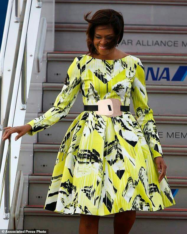 Michelle Obama Arrives Japan In A Classy and Stylish Kenzo Floral Print Dress