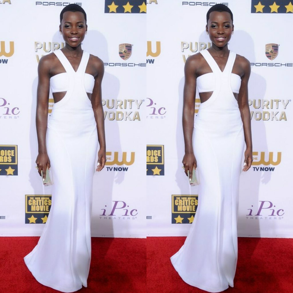 White Calvin Klein Dress: Lupita Nyong’o Outfit To Critics Choice Awards