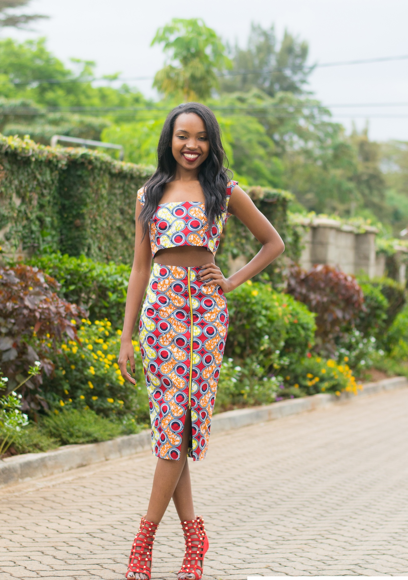 The Ankara Crop Top and High-Waisted Skirt Combo