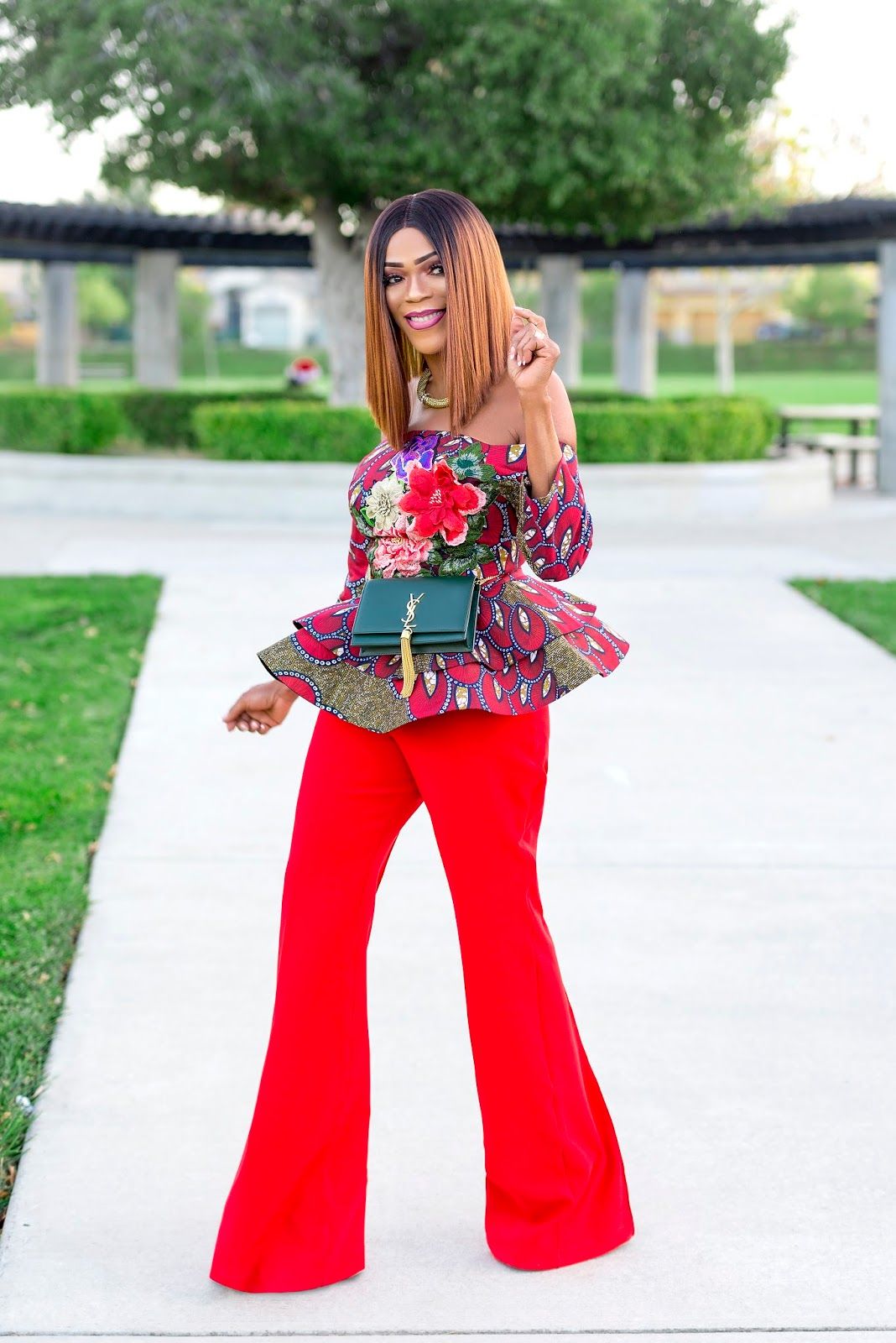 5 Trendy Ankara Styles for the African Business Woman: Unleash Your Fashionable Confidence - ankara peplum top and tailored trouser